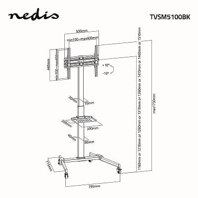 NEDIS podlahový TV stojan/ 32 - 55"/ 35kg/ Design Premium Column/ Snap-lock/ ocel/ černý