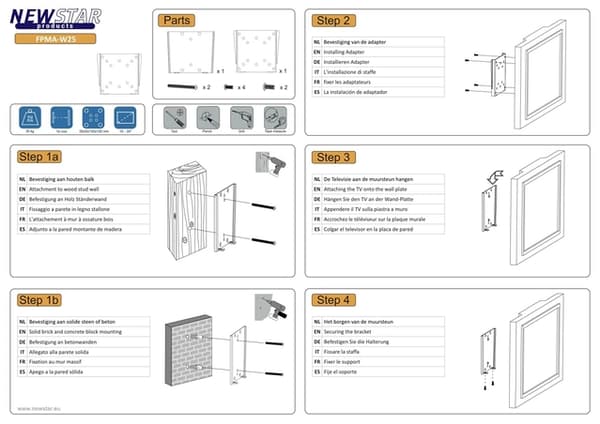 Neomounts FPMA-W25 bracket - fixed - for LCD display - silver