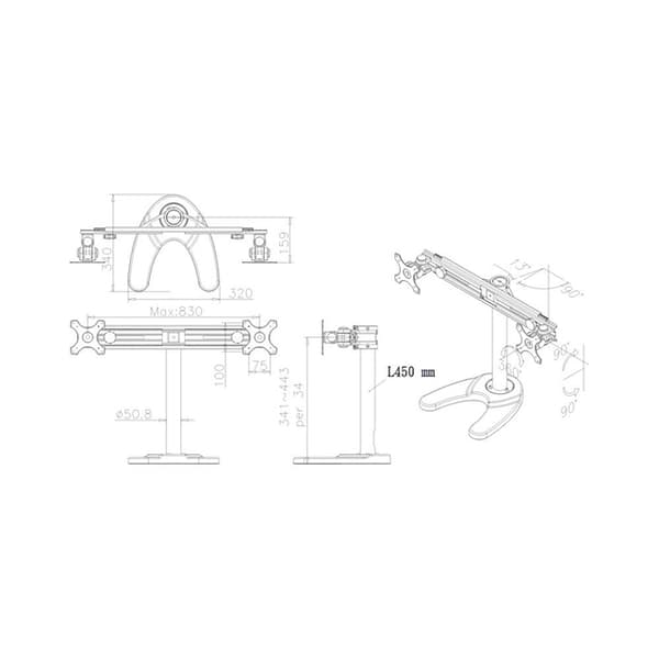 Suport dublu mon. birou NM 19"-30" 8kg "FPMA-D700DD"
