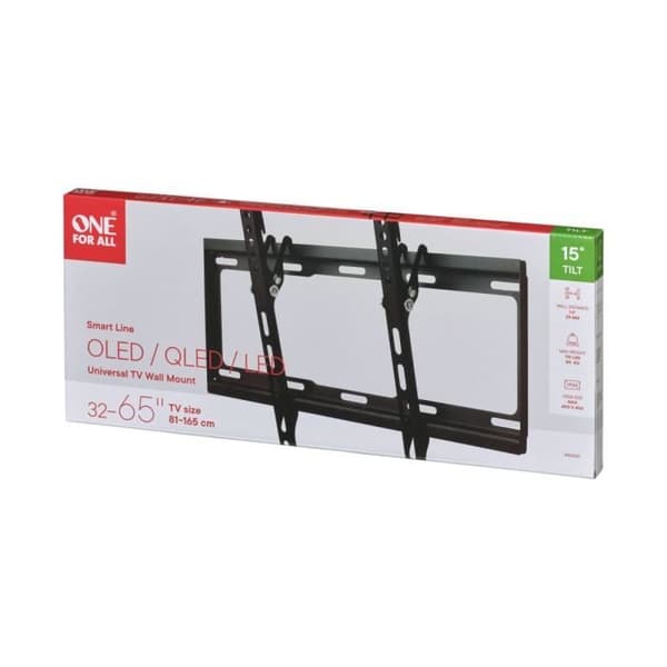 ONE FOR ALL WM2421 - Väggfäste med 15° lutningsjustering för TV-apparater från 32 till 65" (81 till 165 cm) - Svart
