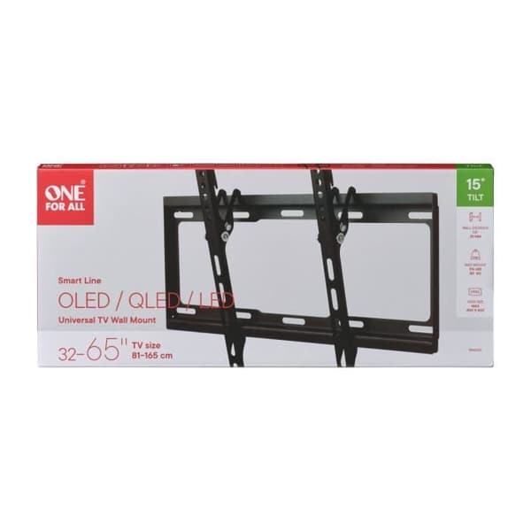 ONE FOR ALL WM2421 - Väggfäste med 15° lutningsjustering för TV-apparater från 32 till 65" (81 till 165 cm) - Svart