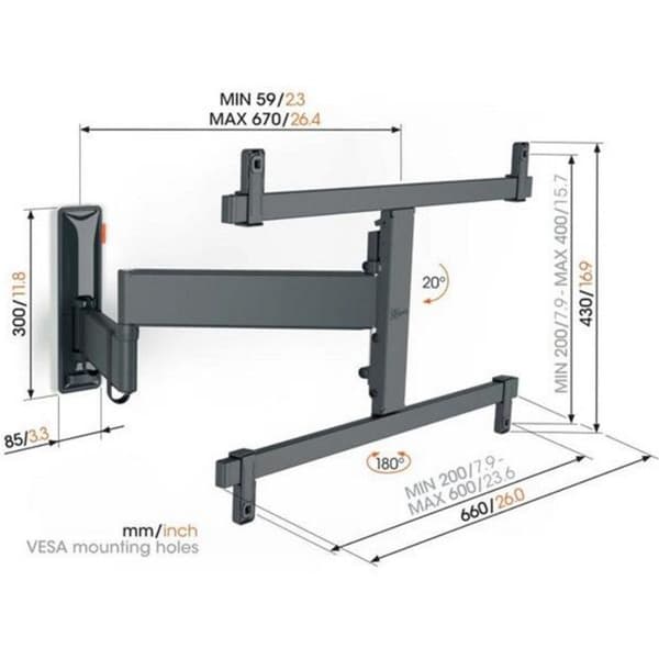 Väggfäste för Vogel's TVM 3665 FULLSTÄLLBAR platt skärm FÖR OLED-TV FRÅN 40'' TILL 77''