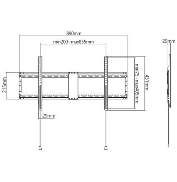 Gembird WM-90F-01 TV-fäste 2,29 m (90") Svart