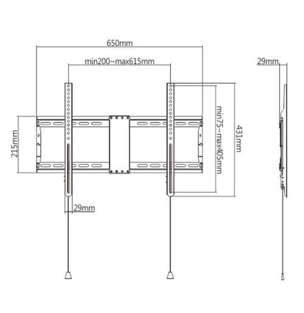 Gembird WM-80F-01 TV-fatning 2,03 m (80") Sort