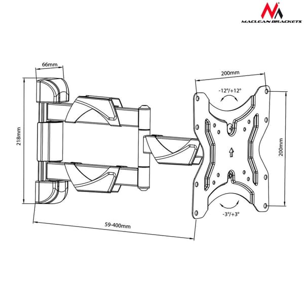 Maclean MC-742 TV-fatning 106,7 cm (42") Sort