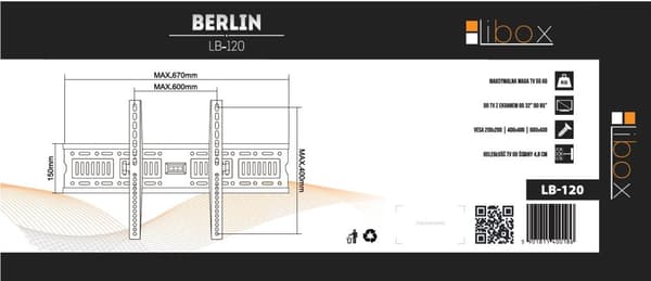 Libox LB-120 TV-fatning 2,16 m (85") Sort