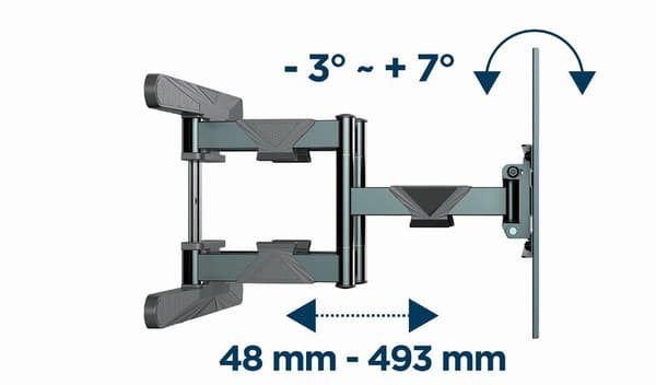 Gembird WM-80ST-01 TV-vægbeslag i fuld bevægelse, 40"-80" (50 kg)