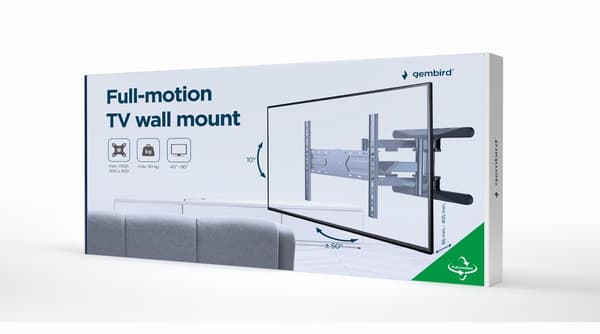 Gembird WM-80ST-01 TV-vægbeslag i fuld bevægelse, 40"-80" (50 kg)