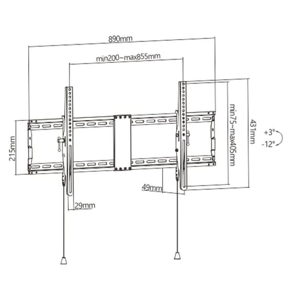 Gembird WM-90T-01 TV-fäste 2,29 m (90") Svart