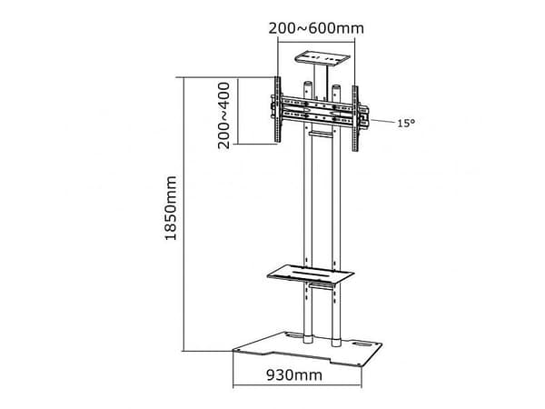 NEWSTAR Floor Stand 32-52" Height: 155-170CM BLack PLASMA-M1700ES