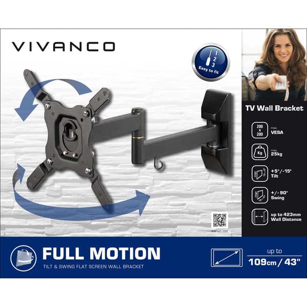 Vivanco Væg -tv -beslag Bmfo 6020 43´´ Sort