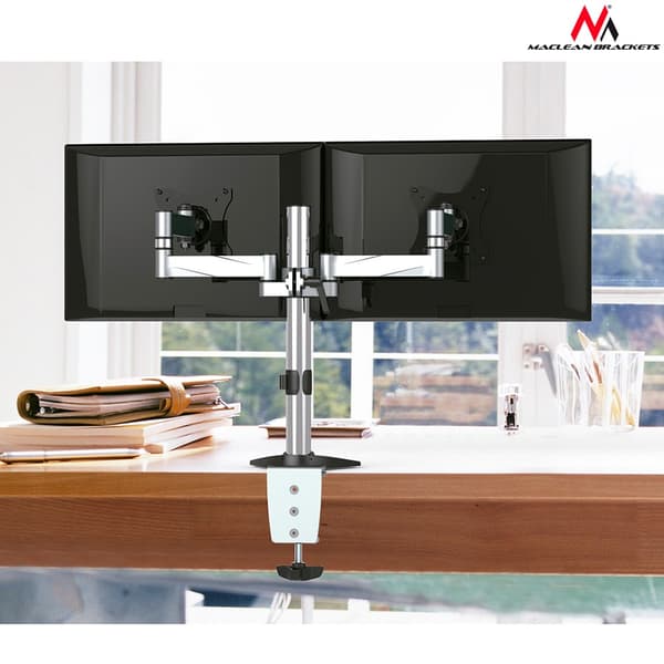 Bordholder til to LCD-skærme Maclean MC-714 13-27"8 kg aluminium