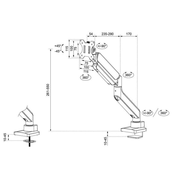 Skærm bord støtte Neomounts DS70PLUS-450WH1 17" 49"