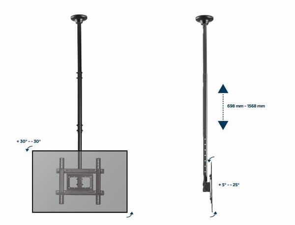 Gembird CM-70ST-01 Takfäste för TV i full rörelse, 32" - 70", 50 kg