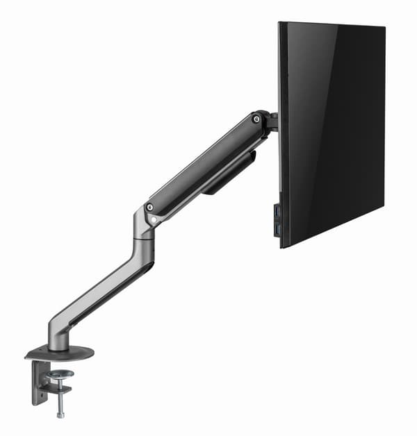 Gembird MA-DA1-05 Skrivbordsmonterad justerbar monitorarm, 17”-32”, upp till 9 kg, rymdgrå