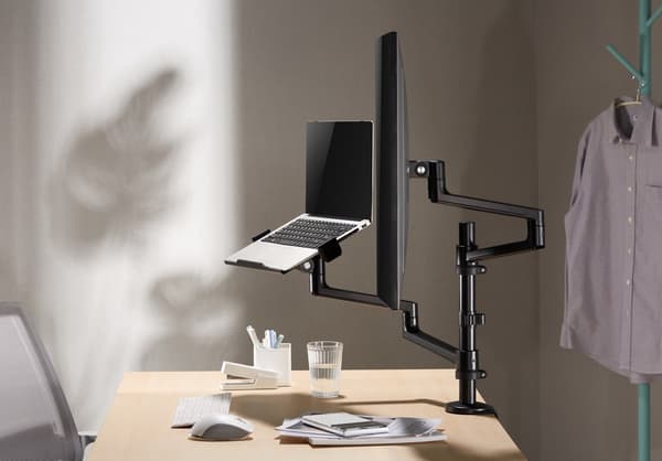 Gembird MA-DA-04 Justerbar bordholder med monitorarm og notebookbakke, 17"-32", op til 8 kg