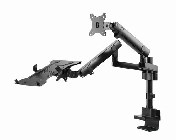 Gembird MA-DA3-02 Skrivebordsmonteret justerbar skærmarm med notebookbakke (fuld bevægelse), 17"-32", op