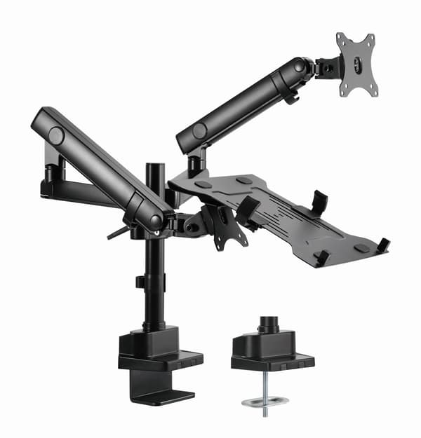 Gembird MA-DA3-02 Skrivebordsmonteret justerbar skærmarm med notebookbakke (fuld bevægelse), 17"-32", op