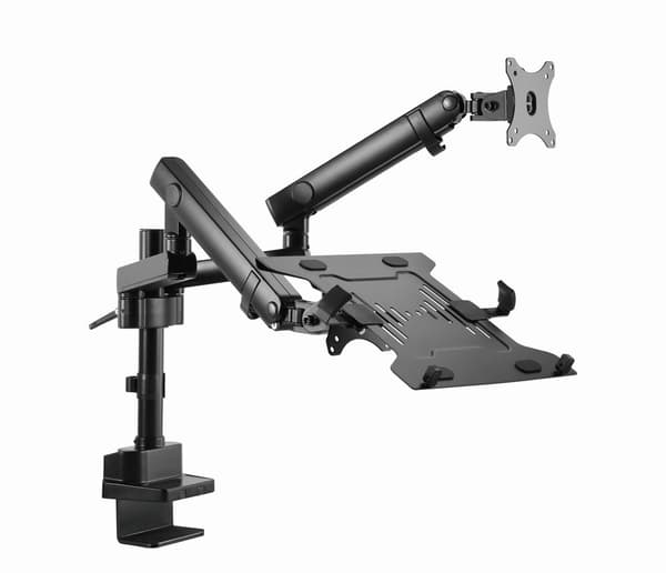 Gembird MA-DA3-02 Skrivebordsmonteret justerbar skærmarm med notebookbakke (fuld bevægelse), 17"-32", op