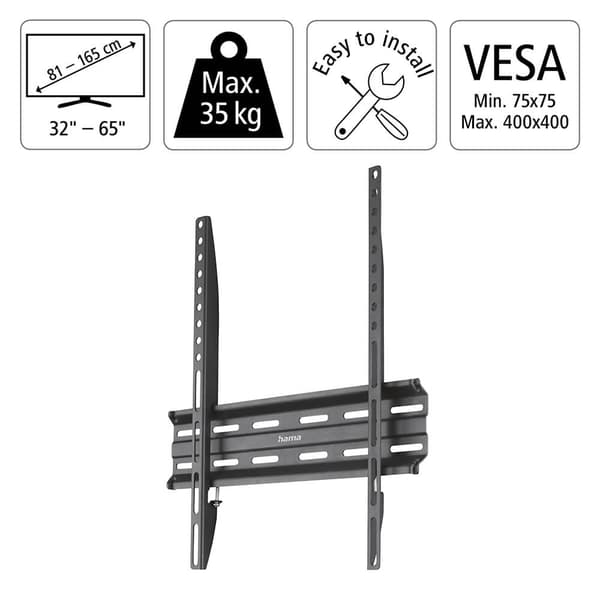 Veggfeste Fast VESA opp til 400x400 65" Svart