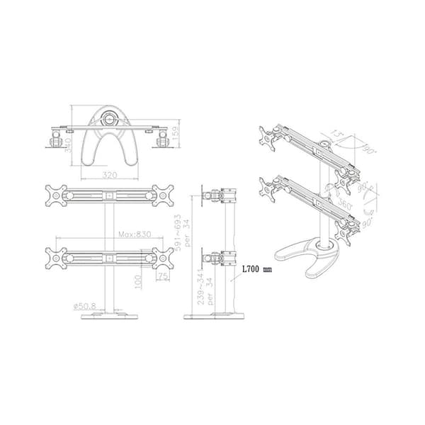Suport cvadruplu mon. birou NM 19"-30" "FPMA-D700DD4"