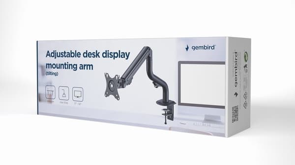 Gembird MA-DA1-02 Justerbar monteringsarm för skrivbordsskärm (lutande), 17”-32”, upp till 8 kg