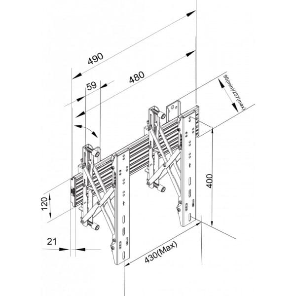 Multibrackets M Wallmount Pro MBW1U Push In Pop Out 48 cm -videovægbeslag til 40-65" skærme