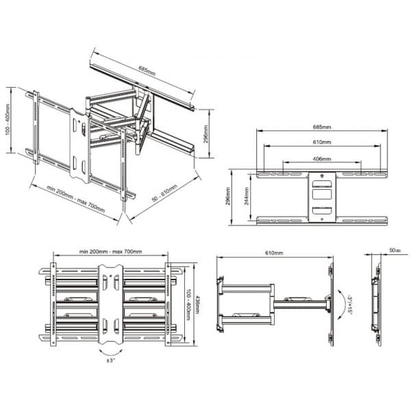 Multibrackets Universal Flexarm Pro - Vægbeslag med arm til 55-85" TV-apparater