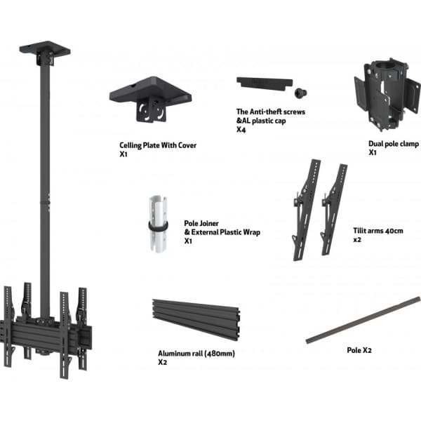 Multibrackets M Ceiling Mount Pro MBC1UX2 VESA 400 loftbeslag til to 40-65" skærme