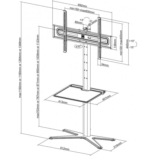 One For All WM4672 - gulvstand til 32-70" TV-apparater