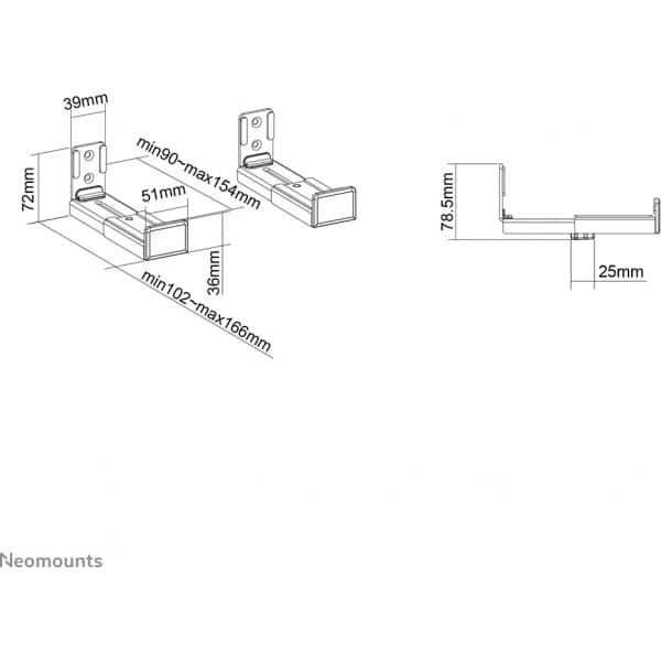 Neomounts by Newstar AWL29-550BL1 yleismallinen soundbar-teline