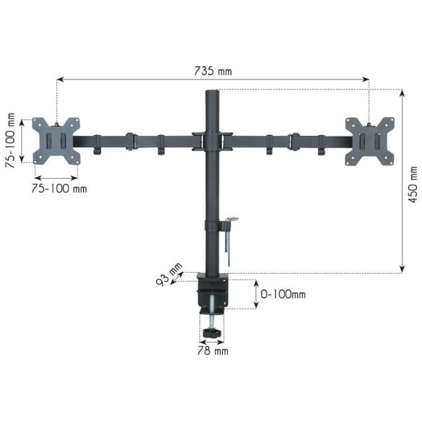 Techly ICA-LCD 382-D skærmbeslag / stativ 68,6 cm (27") sort skrivebord