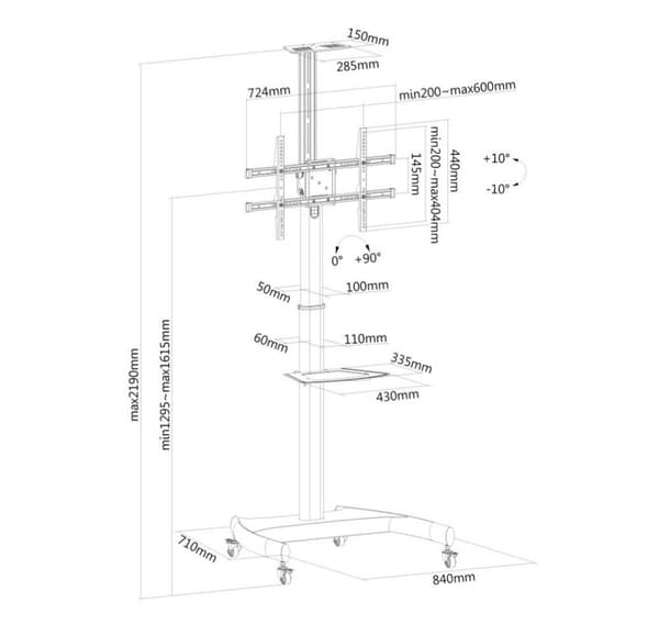 Tv-set ACC golvstativ svart/37-70" plasma-m1900e Neomounts