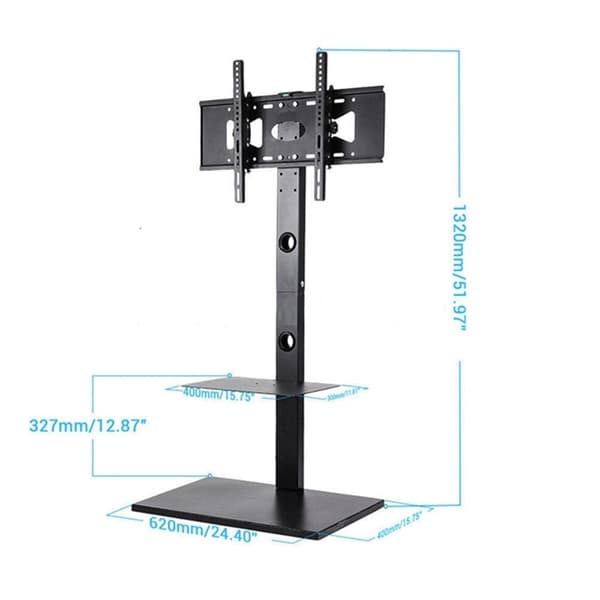 TV gulvstand, drejeligt design, højdejusterbar, sort