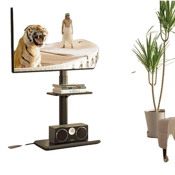 TV gulvstand, drejeligt design, højdejusterbar, sort