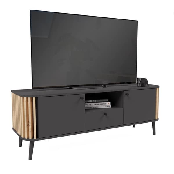 Pure TV Møbel 2 låger, 1 skuffe, 1 hylde grå,eg dekor.