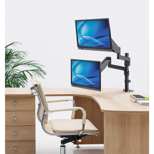 Manhattan TV & Monitormontering, skrivebord, fuld bevægelse (gasfjeder), 2 skærme, skærmstørrelser: 10-27",