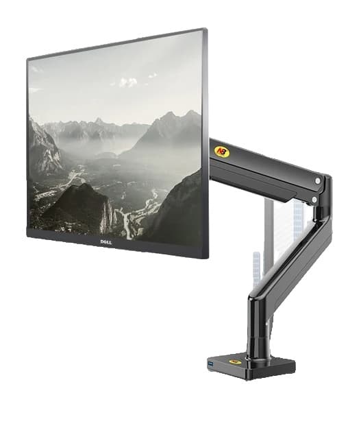 Monitor Mount Arm, Gasfjeder, 360 Rotation, MED 200X200 BLACK