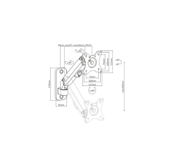 Display acc monteringsarm 27"/ma-wa1-01, Gembird