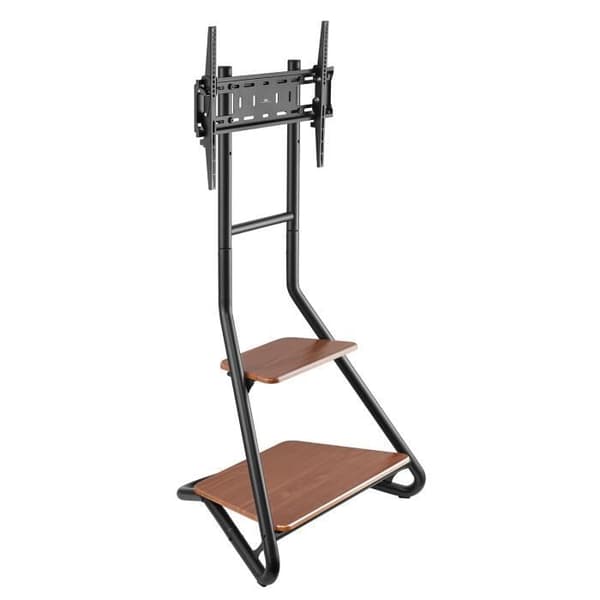 Fristående TV-bänk, hörn Maclean MC-455, Bauhaus-stil, tvåvånings trähyllor, 40 kg Max, 37-75''