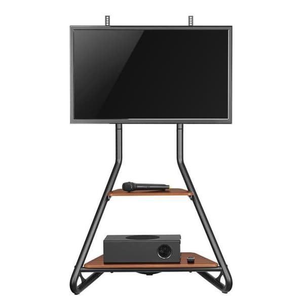 Fristående TV-bänk, hörn Maclean MC-455, Bauhaus-stil, tvåvånings trähyllor, 40 kg Max, 37-75''