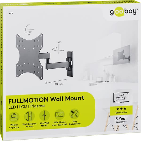 Goobay BASIC FULLMOTION S TV-f�ste 23"-42" 15kg Svart
