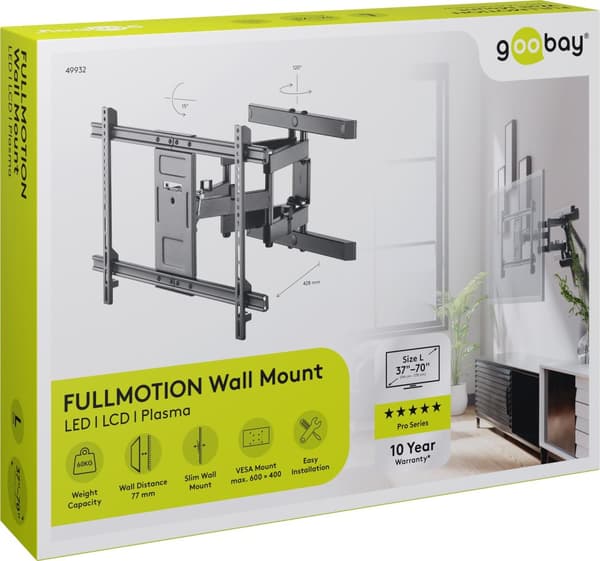 Goobay PRO FULLMOTION L TV-fatning 37"-70" op til 60 kg Sort