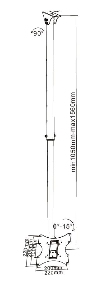 LCD loftbeslag, sort