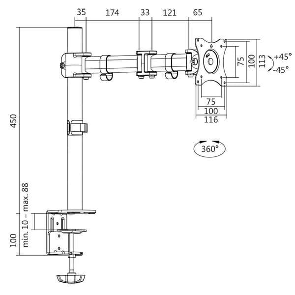 Logilink | Skrivebordsmontering | BP0021 | 13-27 "" | Maksimal vægt (kapacitet) 8 kg