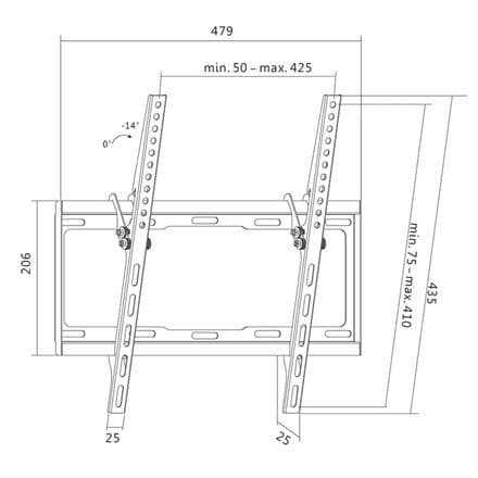 Logilink BP0012 TV Väggfäste, 32-55"", lutning -14°, 25 mm Logilink