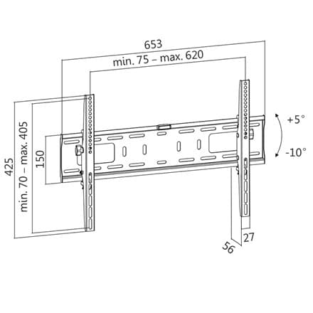 Logilink BP0018 TV Väggfäste, 37""-70"", lutning+5°-10°, 56mm Logilink
