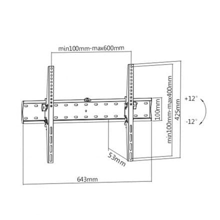 Gembird | Seinäteline | Kallistus | 37-70 "" | Enimmäispaino (kapasiteetti) 40 kg | Musta