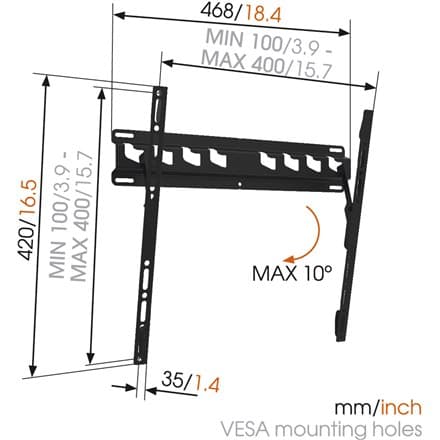 Vogels | Väggfäste | MA3010-A1 | Luta | 32-55 "" | Maxvikt (kapacitet) 40 kg | Svart