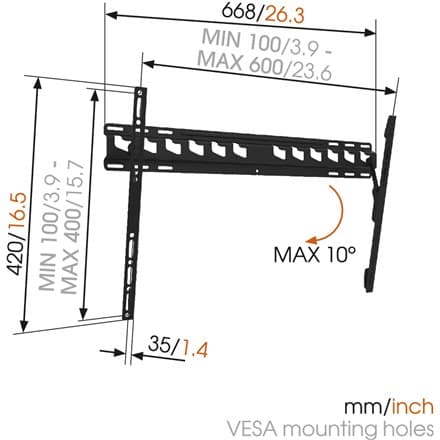 Vogels | Väggfäste | MA4010-A1 | Luta | 40-65 "" | Maxvikt (kapacitet) 60 kg | Svart